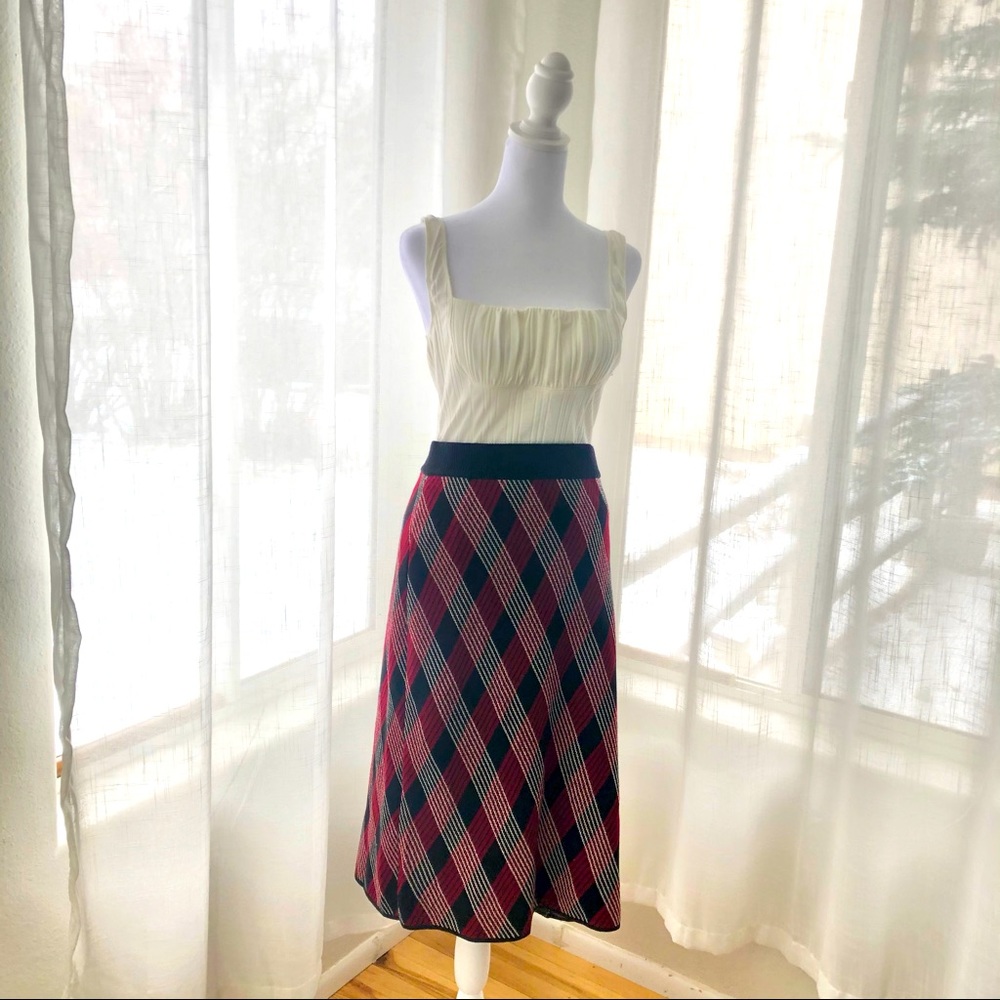 Anne Klein Knit Plaid Pencil Skirt L